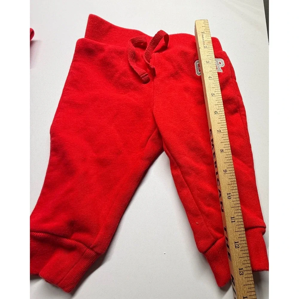 GAP Baby 6-12 Months Red Logo Fleece Hoodie Jogger Sweat Set Outfit Cotton